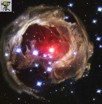 immagine della nebulosa planetaria V838 Monocerotis presa da Hubble