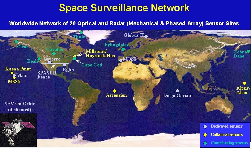 Cartina del Space Surveillance Network
